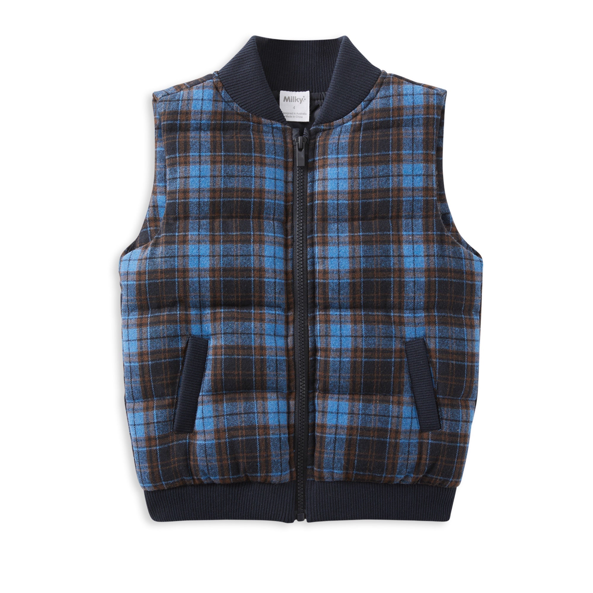 Milky Check Puffer Vest