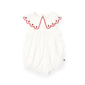 Scallop Collar Strawberry Romper