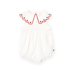 Scallop Collar Strawberry Romper