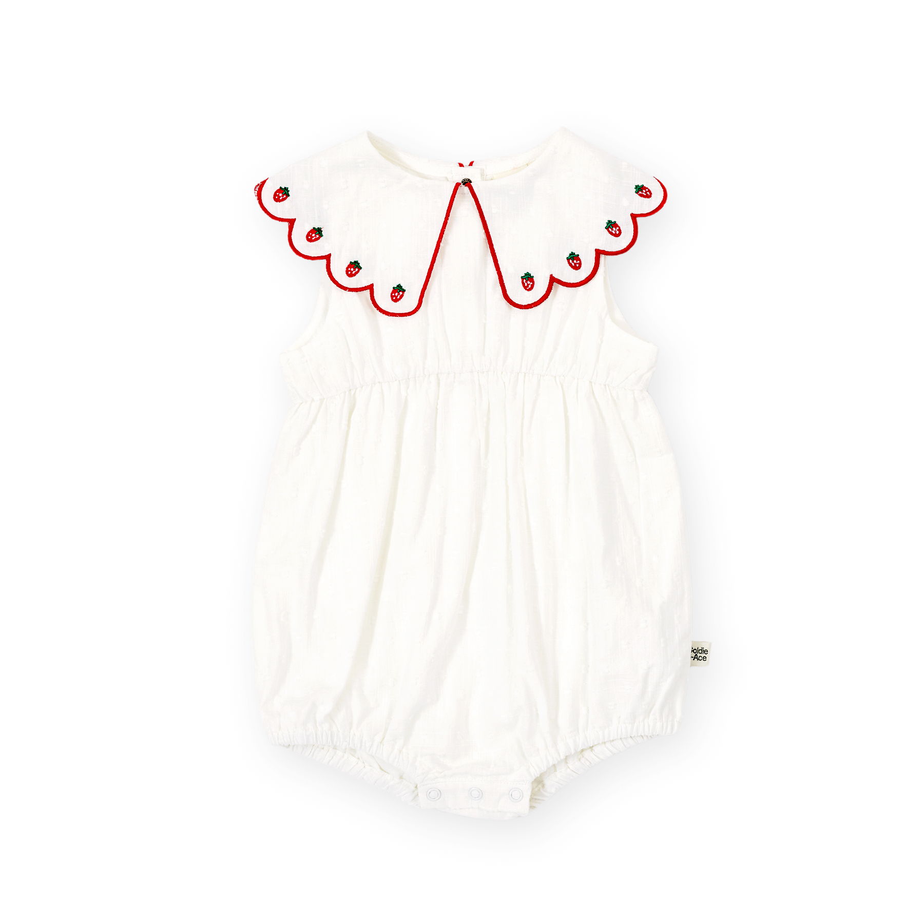 Scallop Collar Strawberry Romper