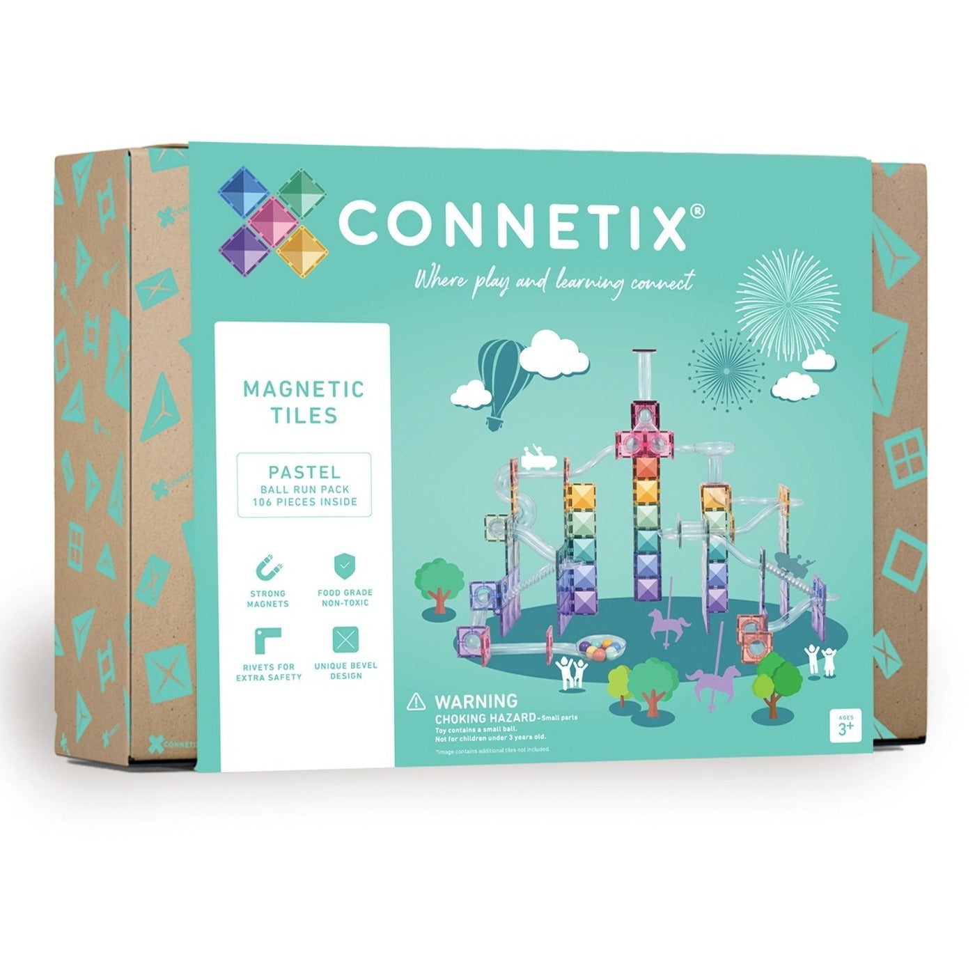 Connetix Tiles - 106 Piece Ball Run | Pastel
