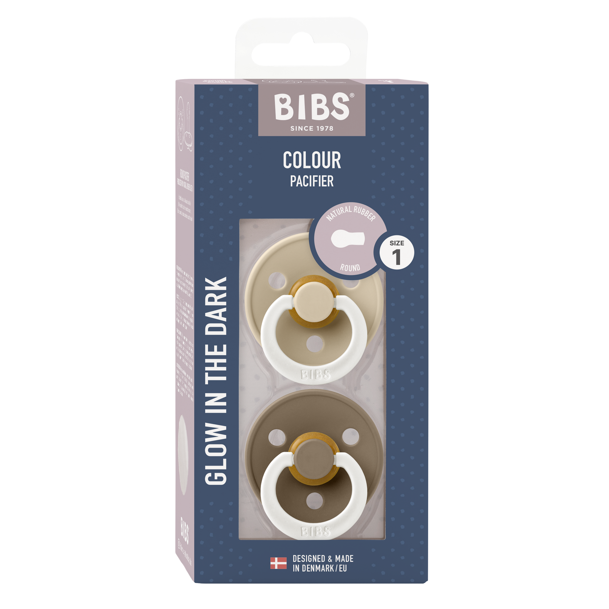 Colour GLOW Pacifier 2 Pack - Vanilla/Dark Oak