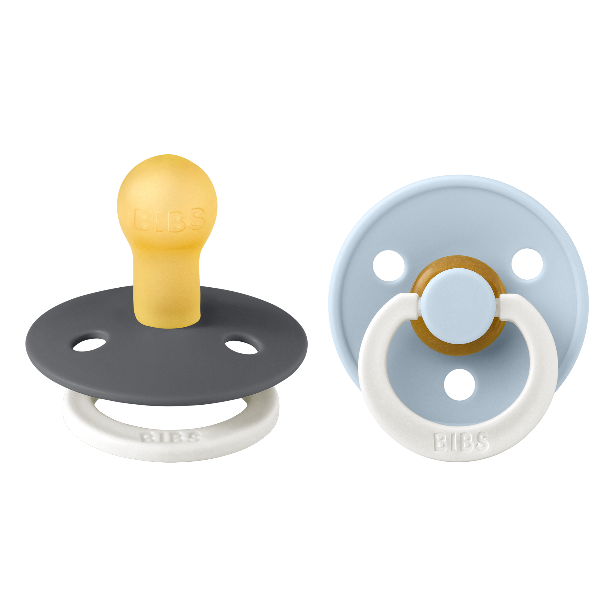 Colour GLOW Pacifier 2 Pack - Iron/Baby Blue