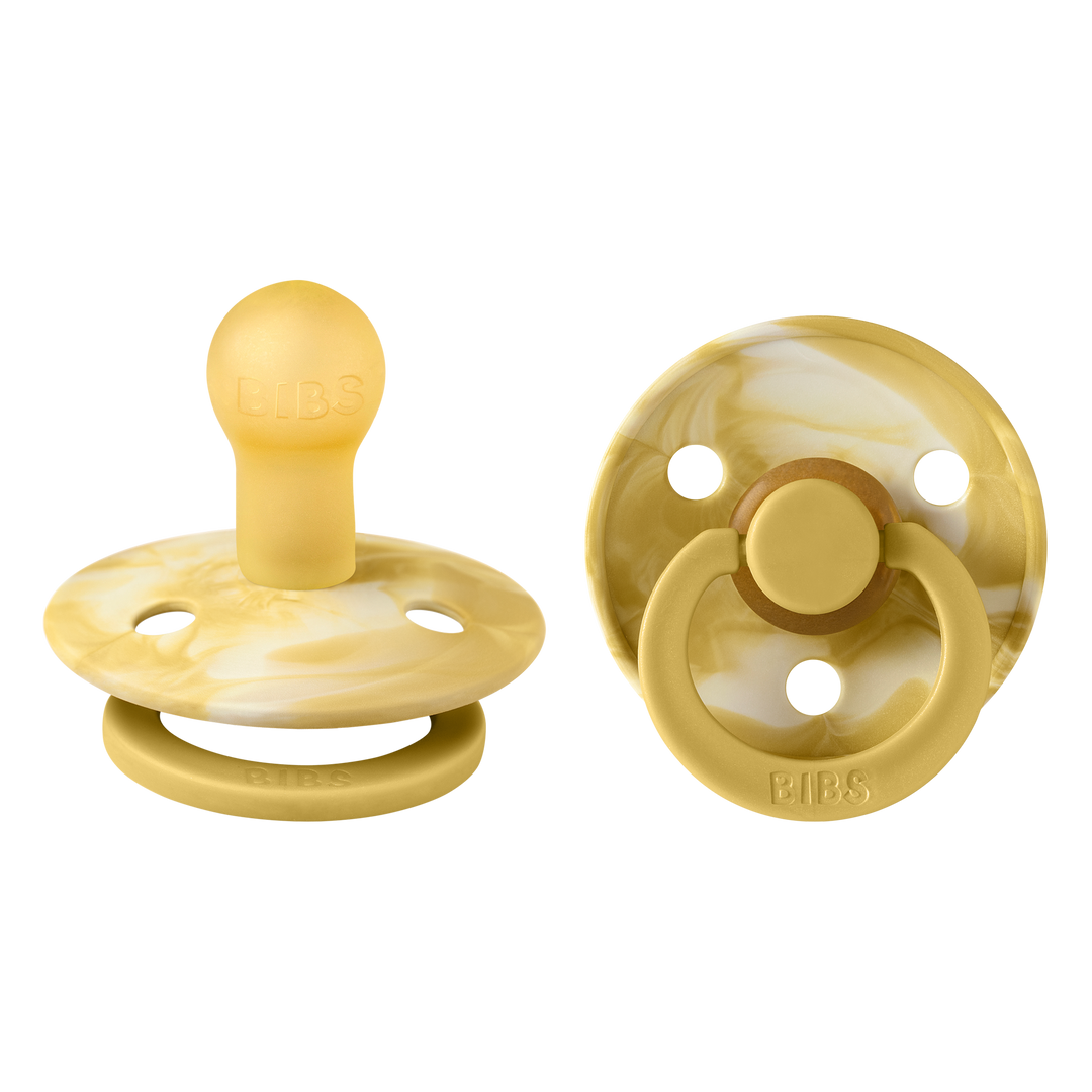 BIBS Colour Pacifier 2 Pack - Tie Dye | Mustard/Ivory