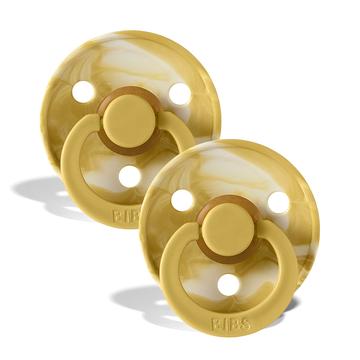 Colour Pacifier 2 Pack - Tie Dye | Mustard/Ivory