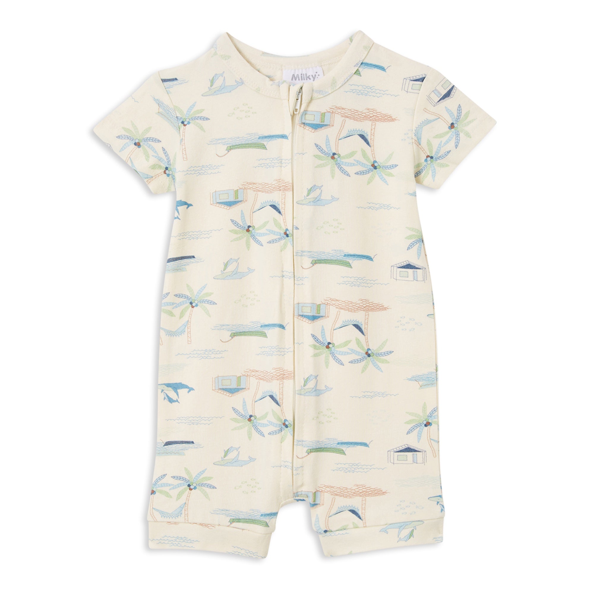 Milky Fishing Village Zip Romper