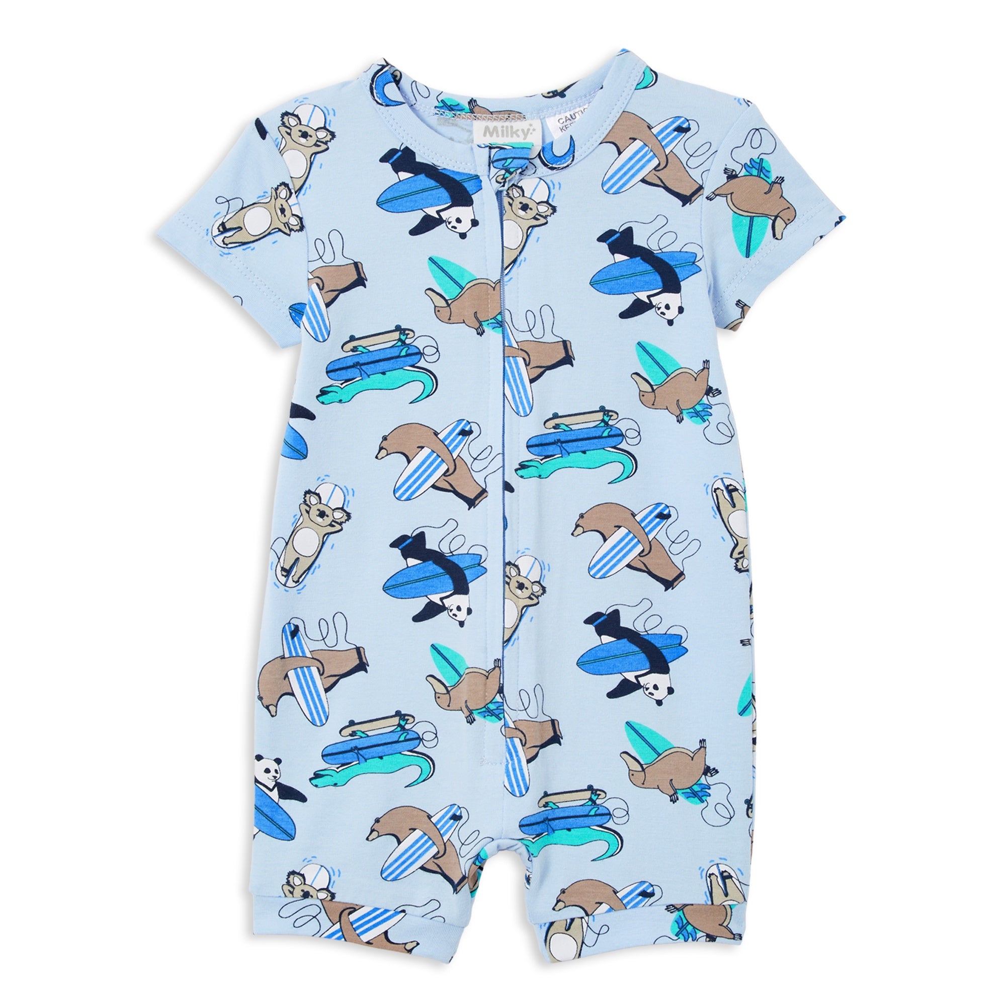 Milky Surfer Dudes Zip Romper