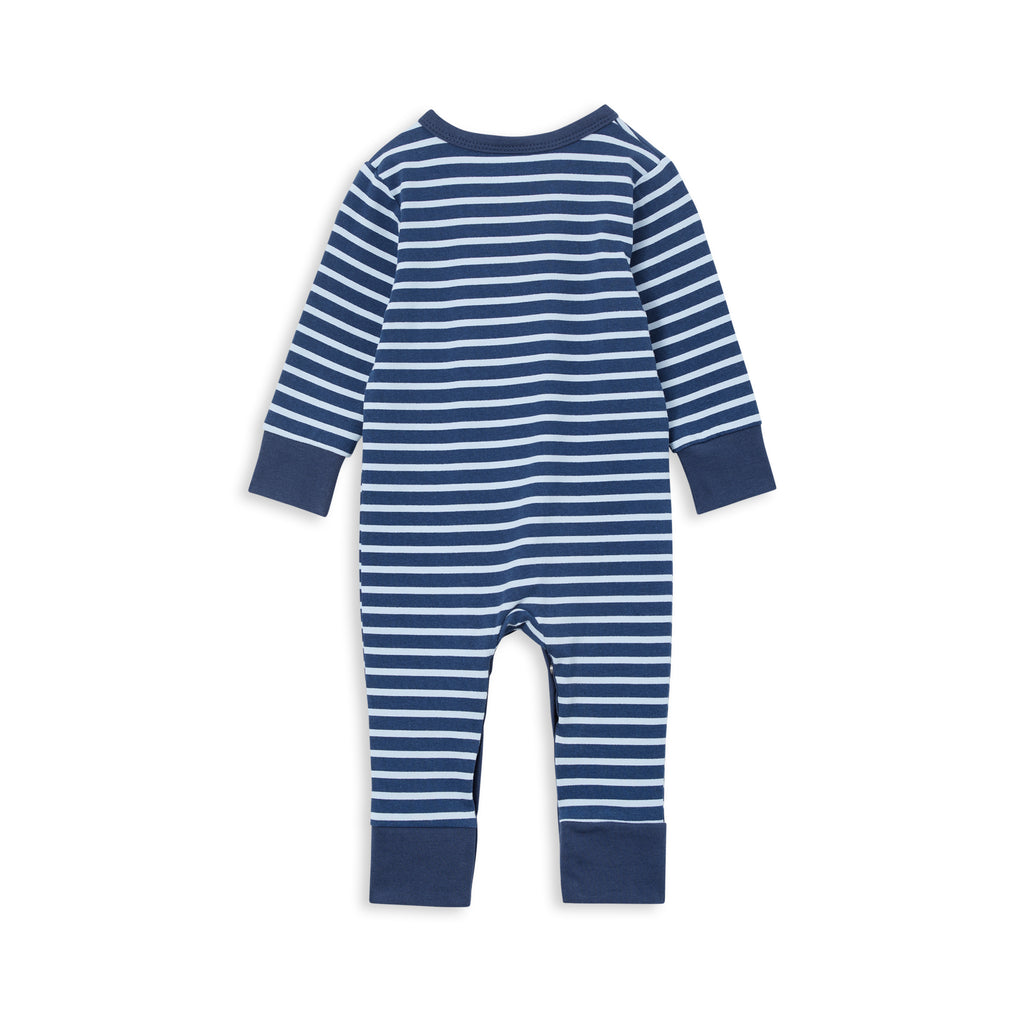 Henley Romper - Indigo Stripe