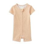 Caramel Rib Zip Romper