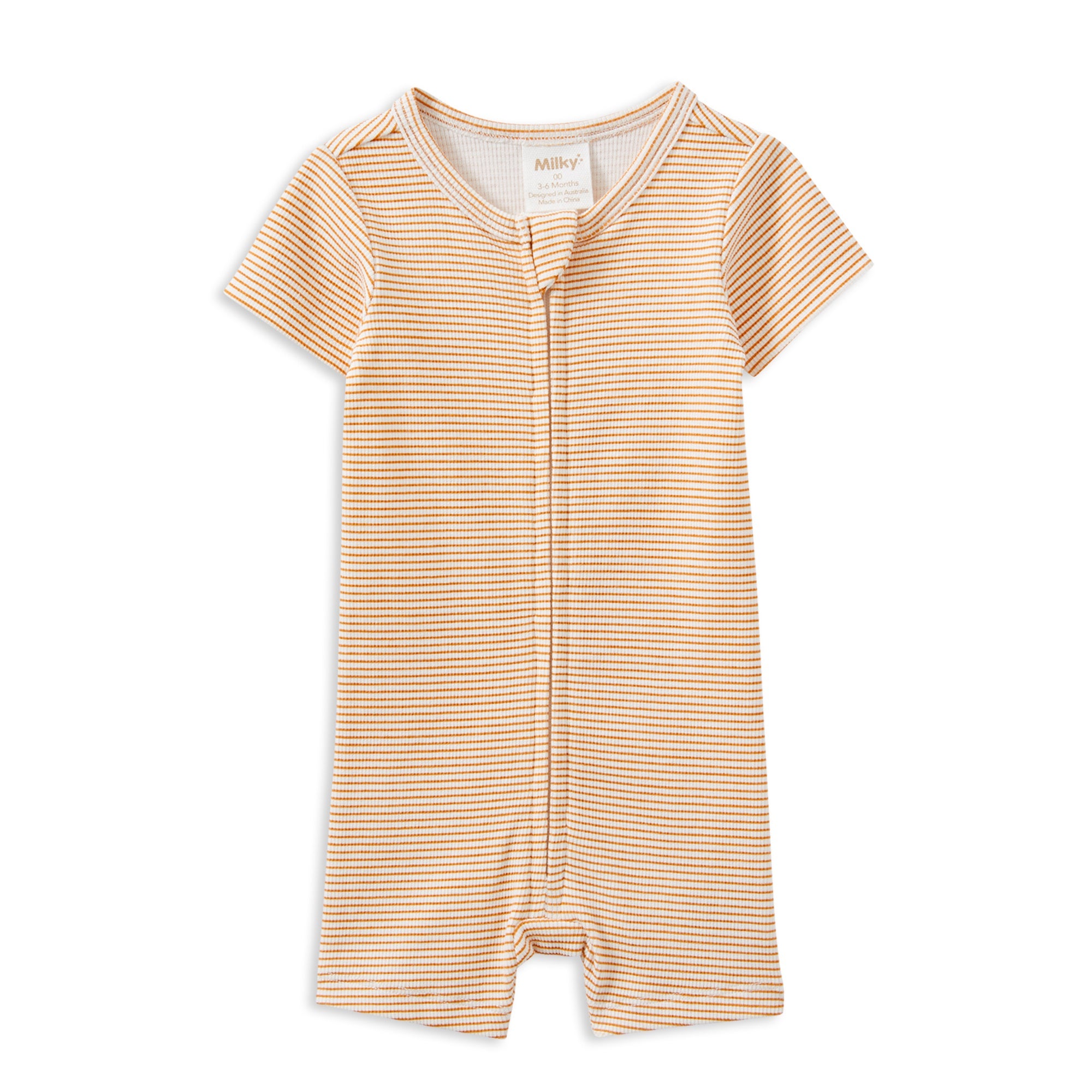 Milky Caramel Rib Zip Romper