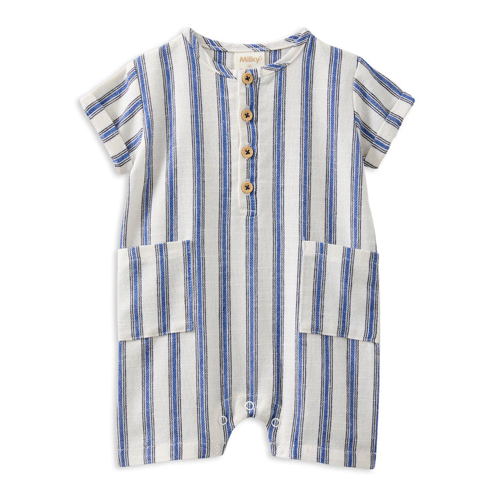 Milky Stripe Linen Romper