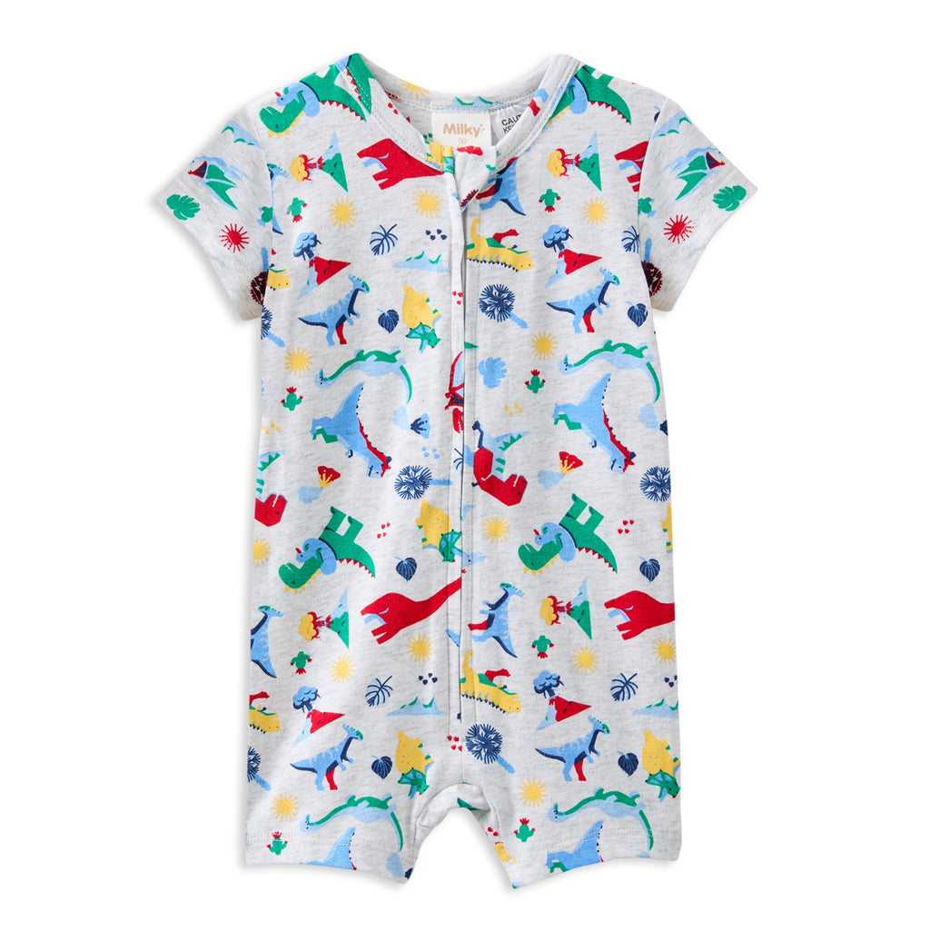 Milky Dinosaur Zip Romper