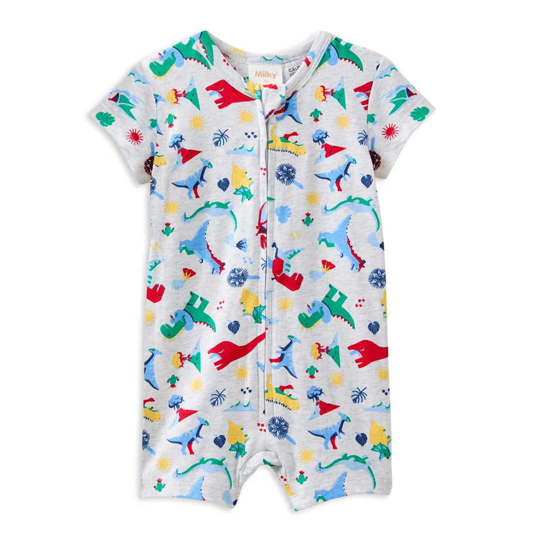Milky Dinosaur Zip Romper