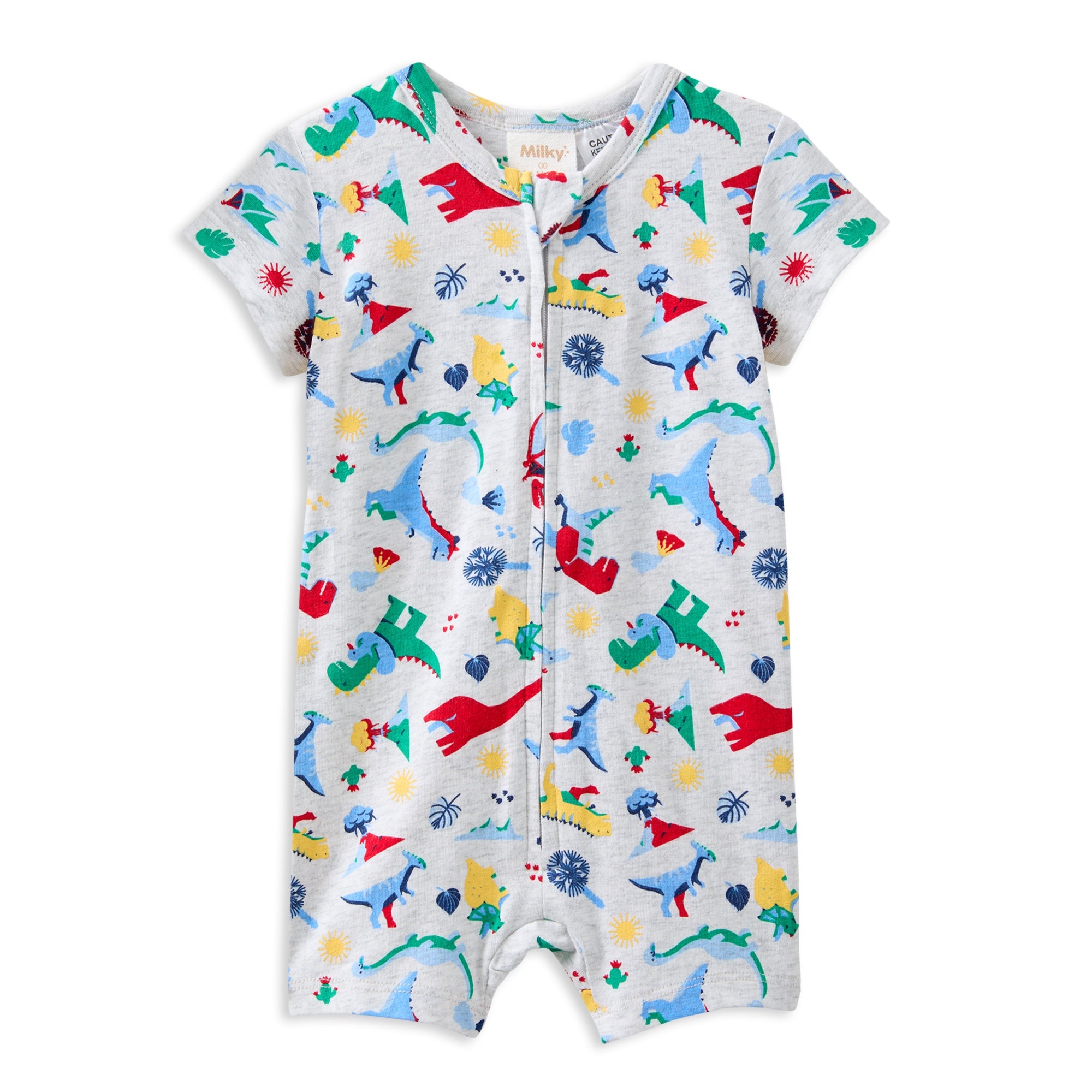 Milky Dinosaur Zip Romper