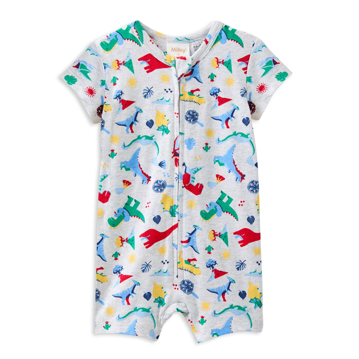 Milky Dinosaur Zip Romper