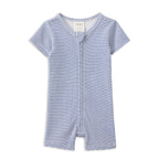 Blue Rib Zip Romper