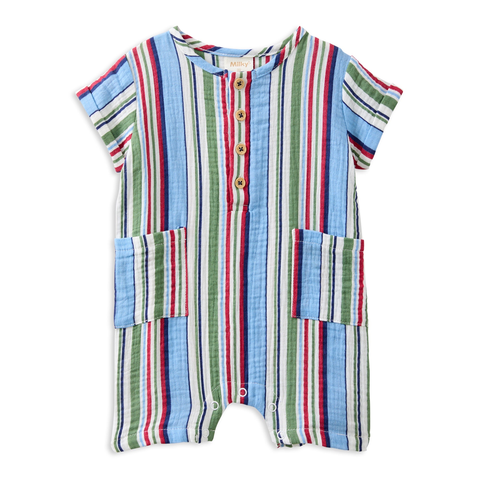 Milky Crinkle Stripe Romper