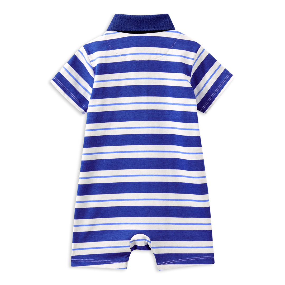 Milky Blue Stripe Rugby Romper