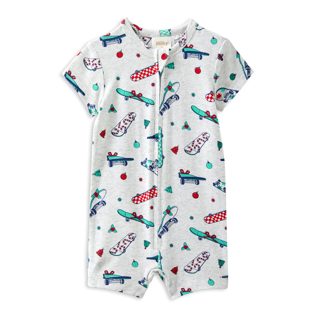 Milky Christmas Skate Zip Romper