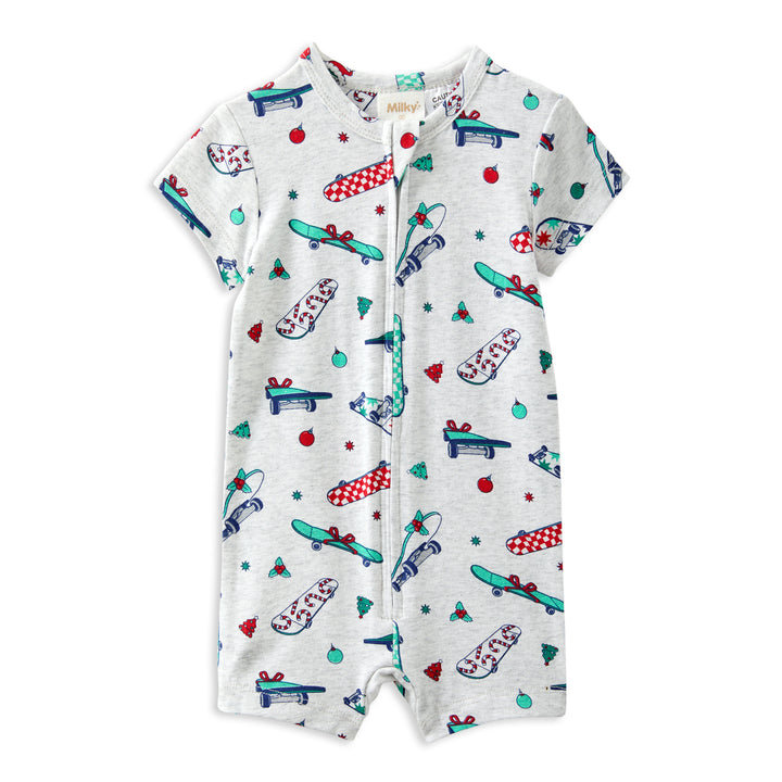 Milky Christmas Skate Zip Romper