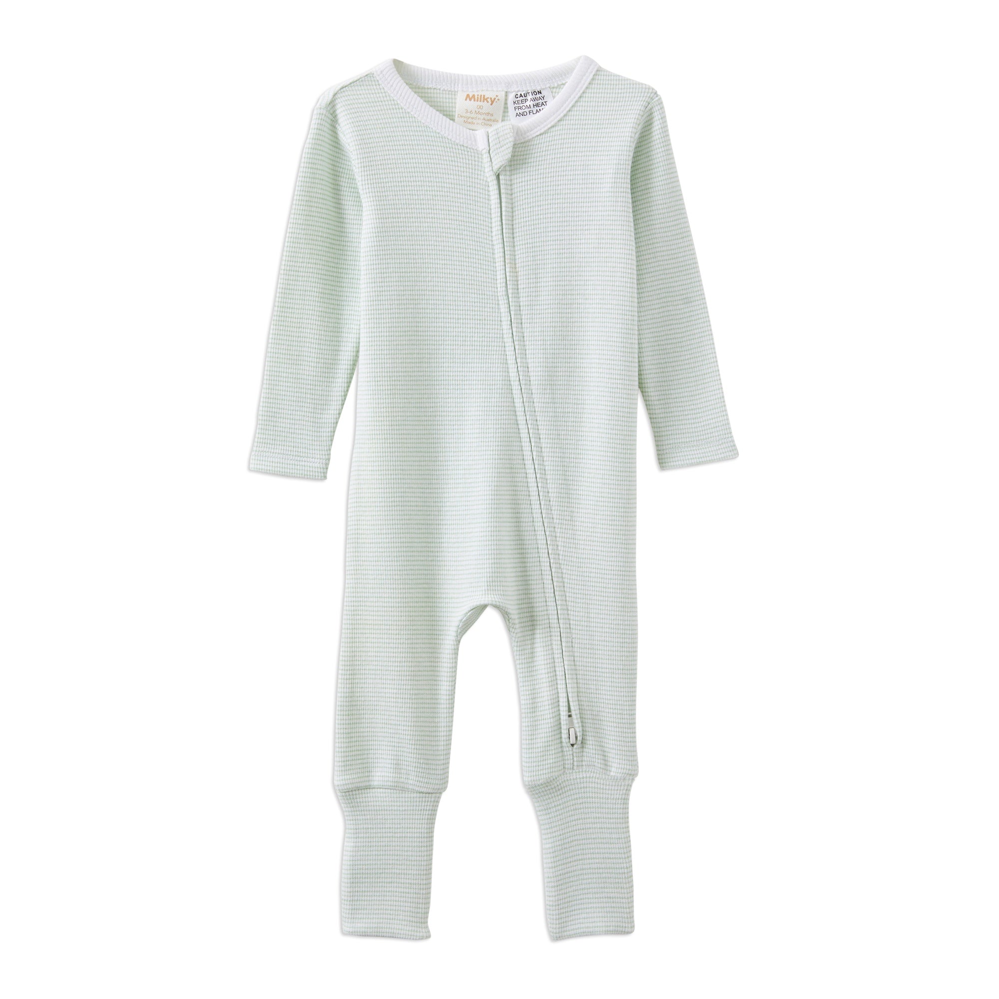 Milky Green Stripe Zip Romper