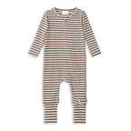 Latte Stripe Zip Romper