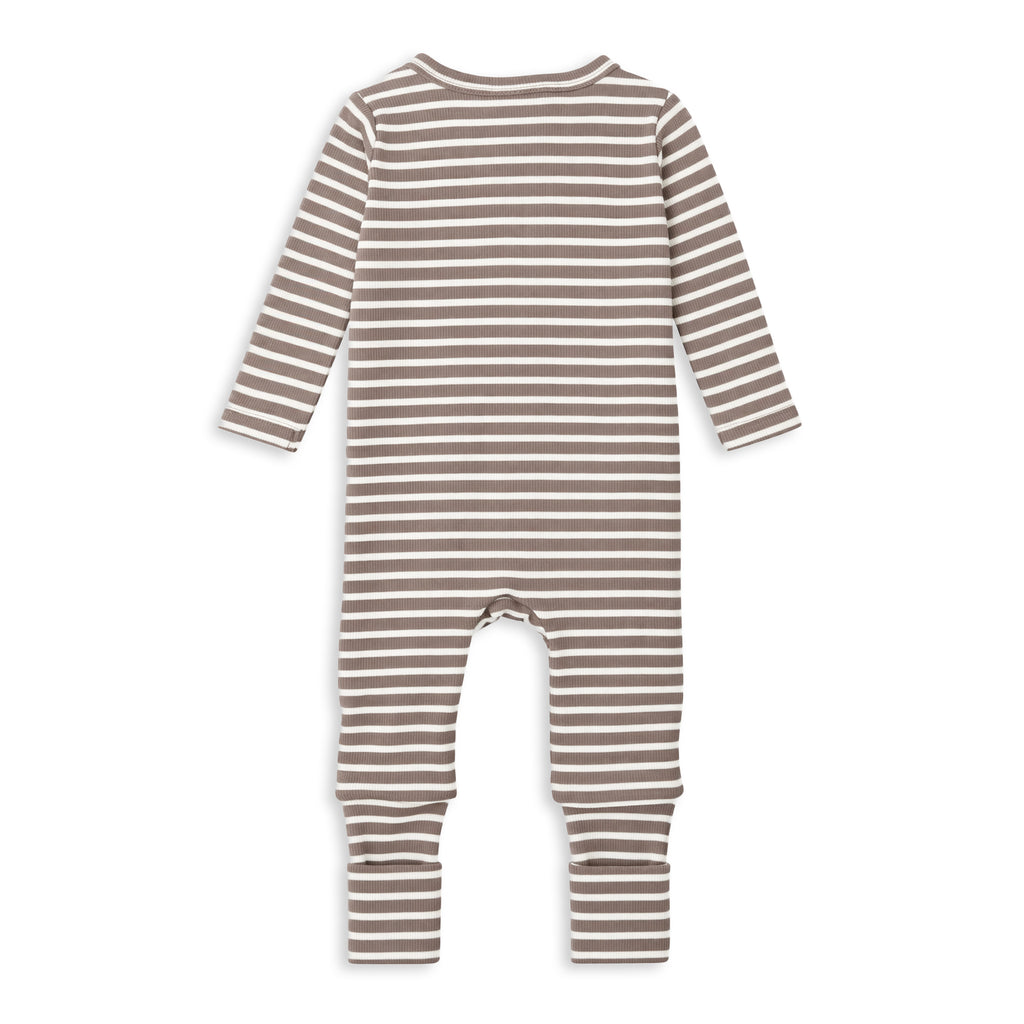 Latte Stripe Zip Romper