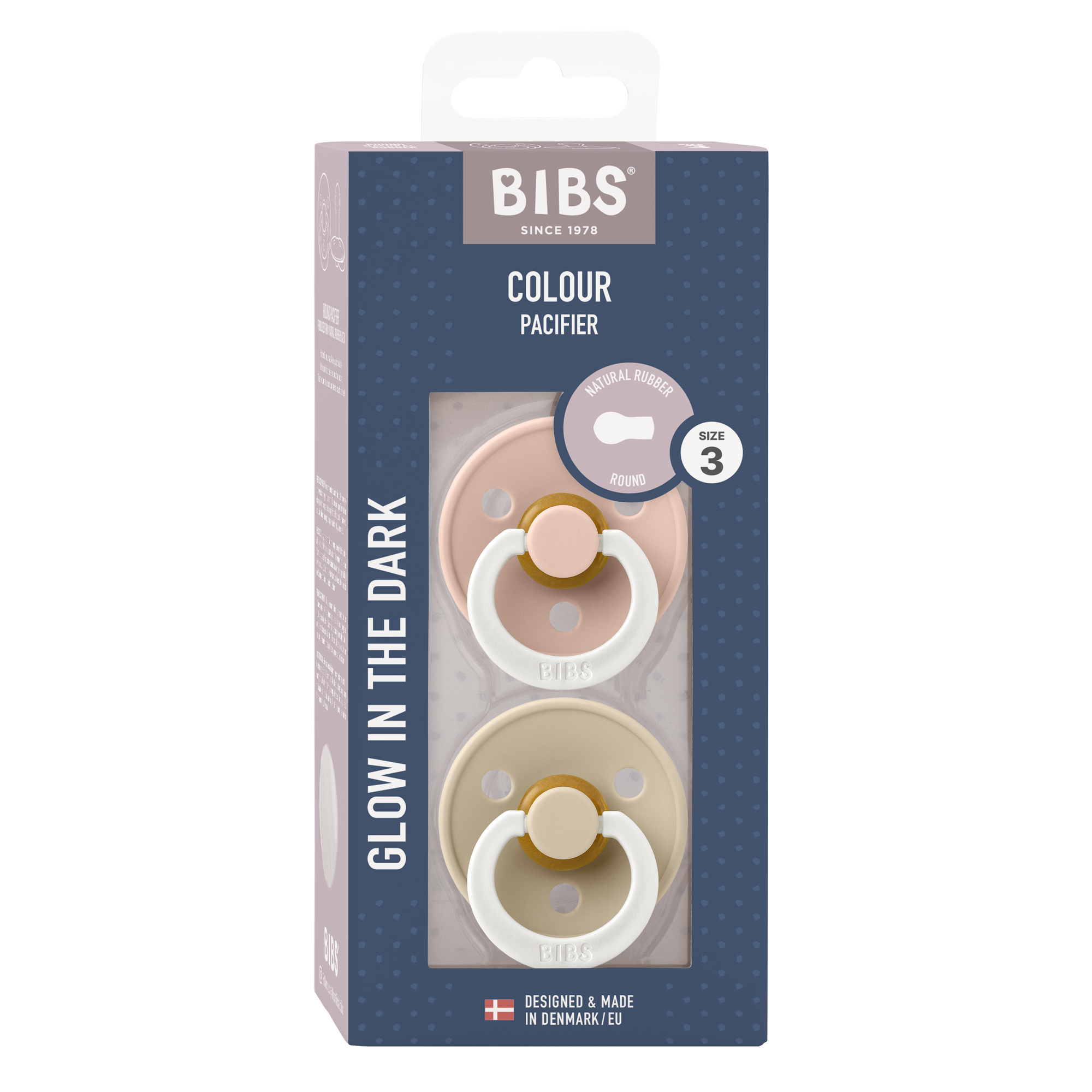 Colour GLOW Symmetrical Pacifier 2 Pack - Blush/Vanilla