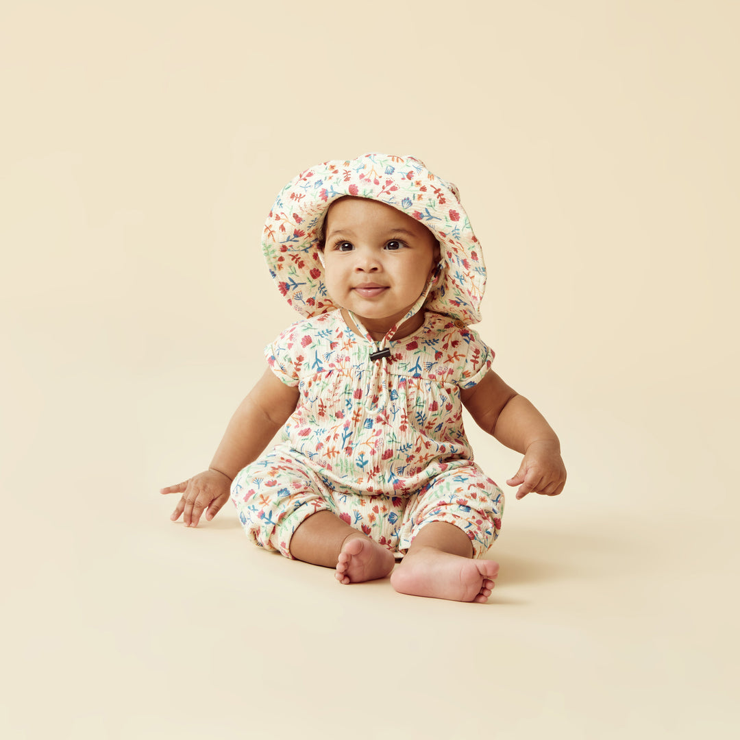 Wilson and Frenchy Tropical Garden Crinkle Henley Playsuit