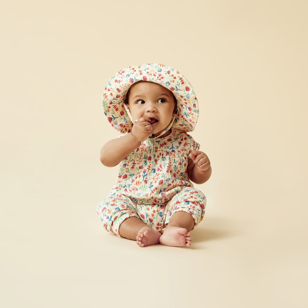 Wilson and Frenchy Tropical Garden Crinkle Henley Playsuit