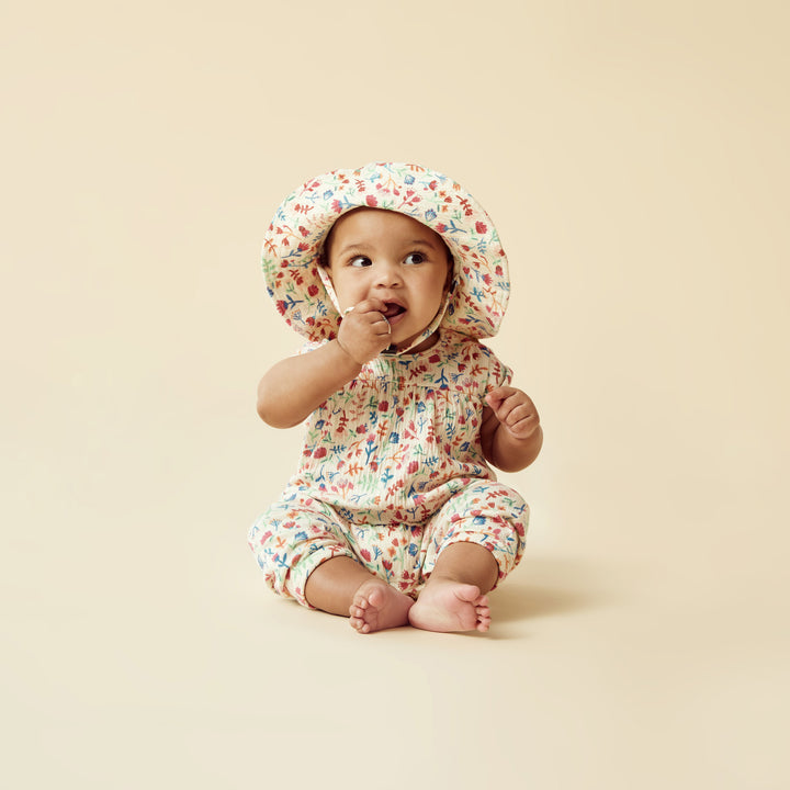 Wilson and Frenchy Tropical Garden Crinkle Henley Playsuit