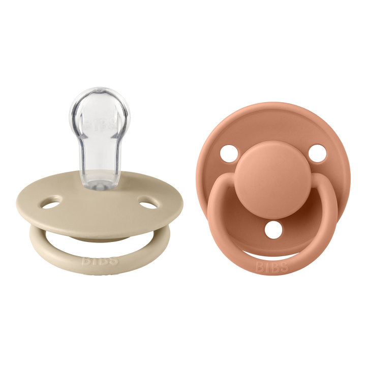 BIBS De Lux Silicone Pacifier 2 Pack - Vanilla/Peach