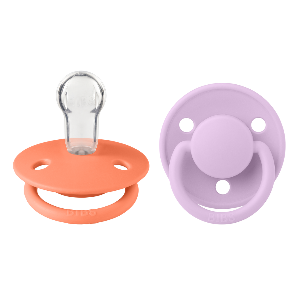 De Lux Silicone Pacifier 2 Pack - Papaya/Violet Sky