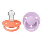 De Lux Silicone Pacifier 2 Pack - Papaya/Violet Sky