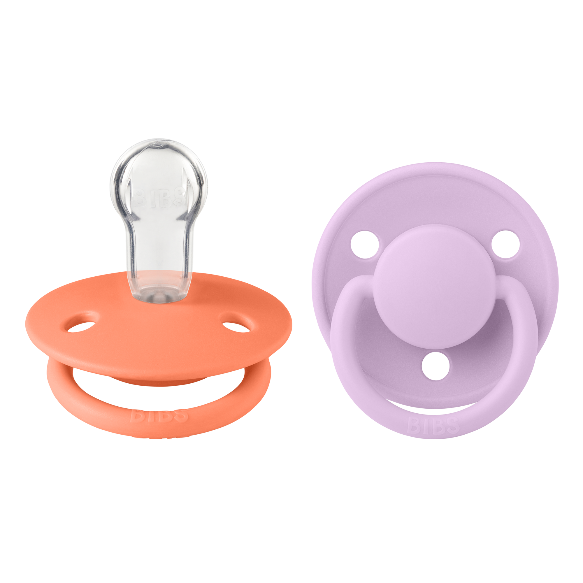 De Lux Silicone Pacifier 2 Pack - Papaya/Violet Sky