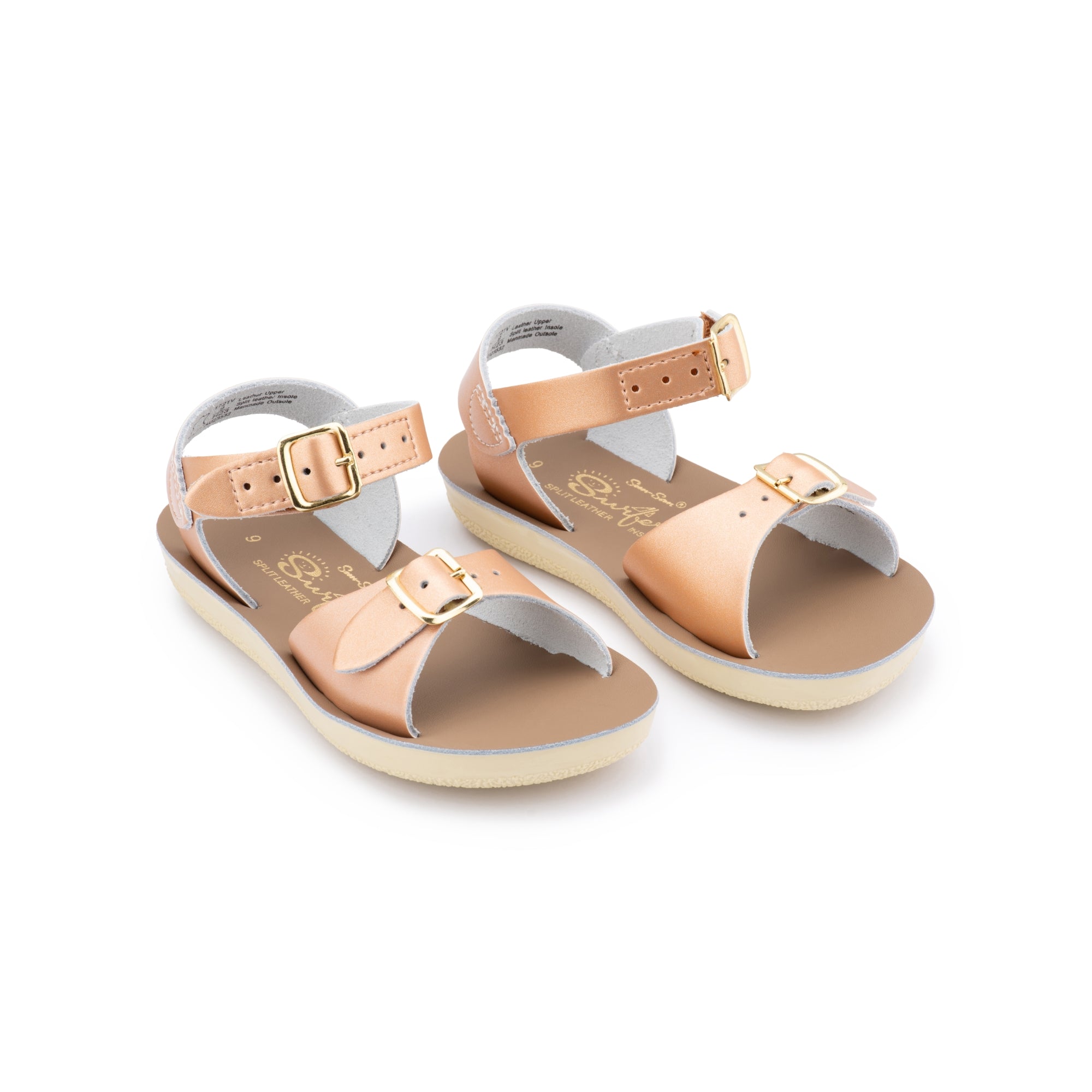 Saltwater Sandals Sun San Surfer Velcro Rose Gold Daisy and Hen