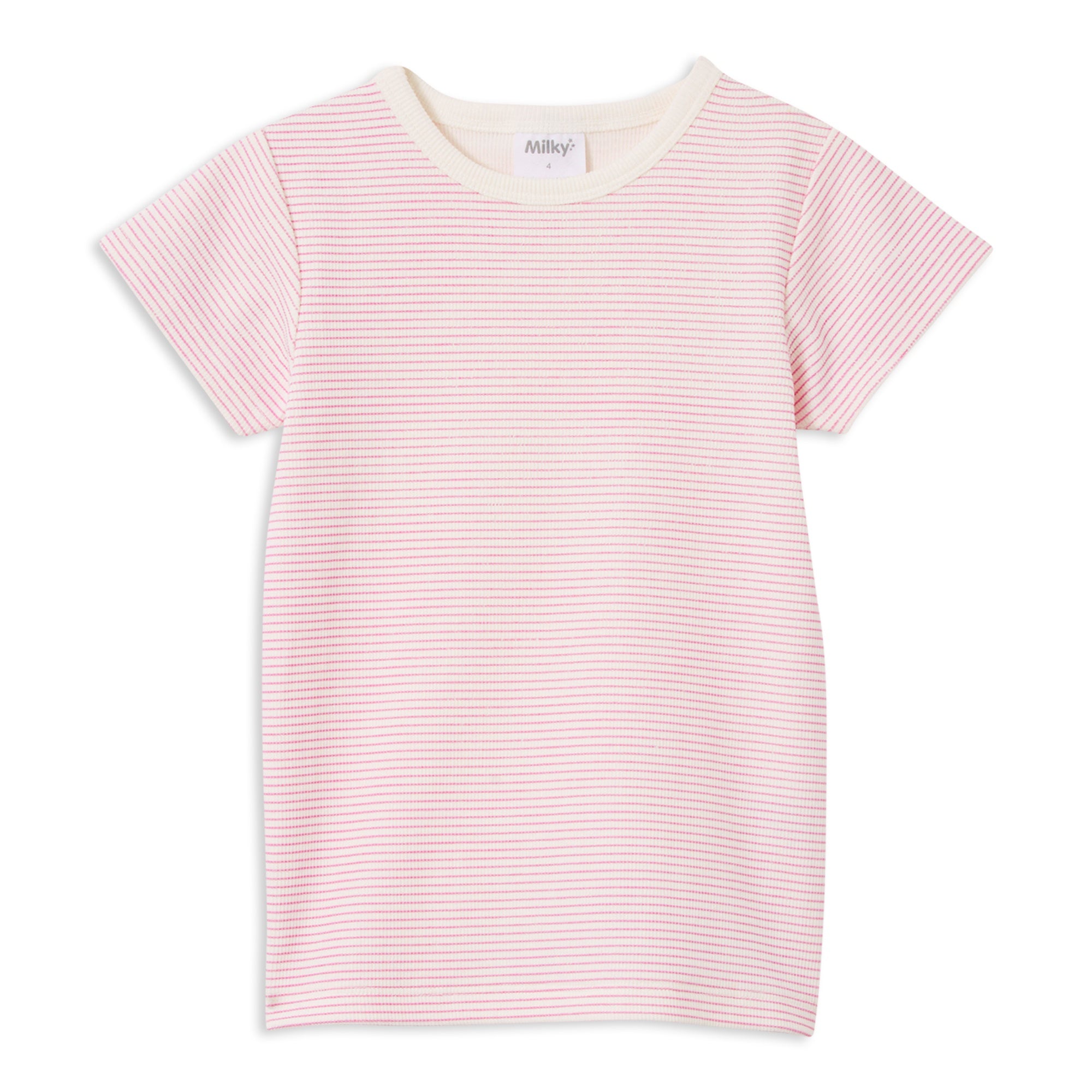 Milky Pink Stripe Rib T-Shirt