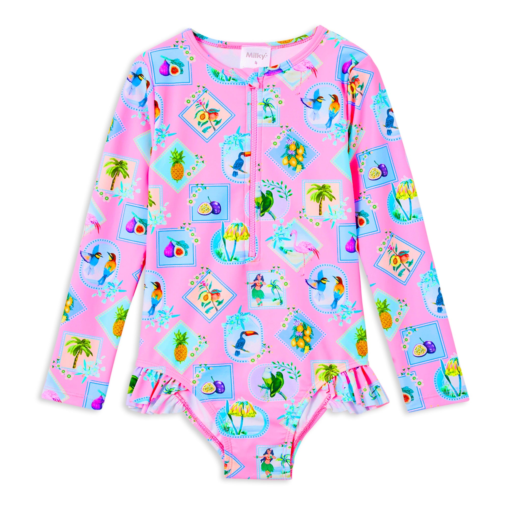 Pink Resort Long Sleeve Swimsuit
