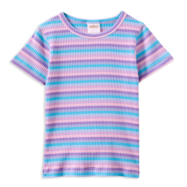 Milky Lilac Stripe Rib Tee