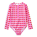 Lollipop Check Long Sleeve Swimsuit