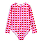 Lollipop Check Long Sleeve Swimsuit
