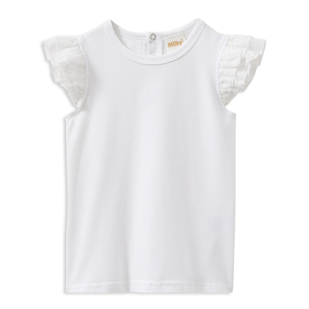 Milky White Broderie Frill Tee