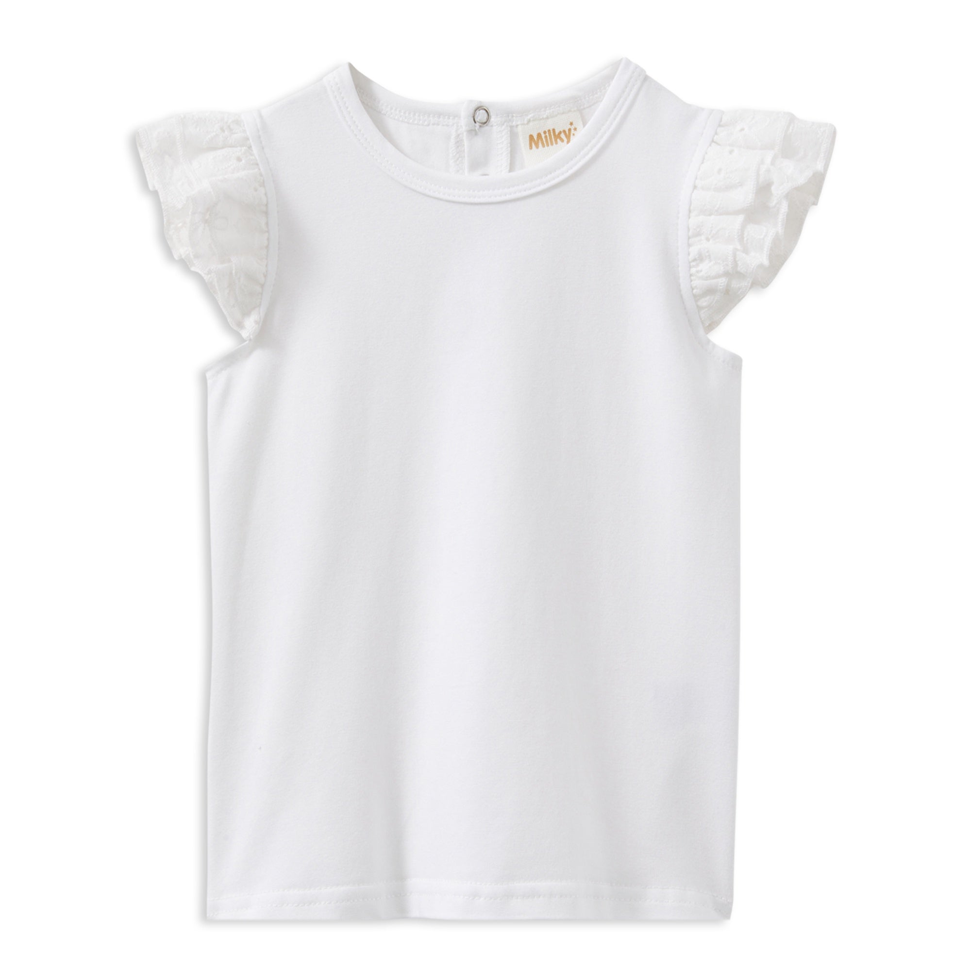 Milky White Broderie Frill Tee
