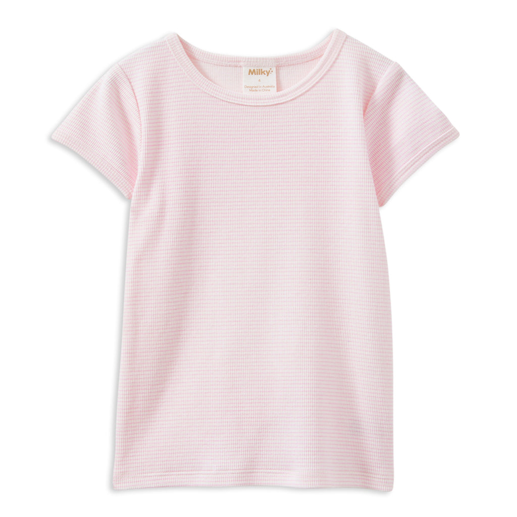 Milky Pink Stripe Rib Tee