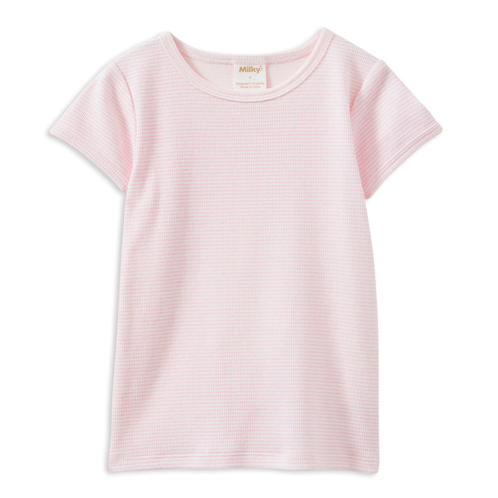 Milky Pink Stripe Rib Tee