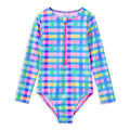 Picnic Check Long Sleeve Swimsuit