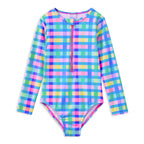 Picnic Check Long Sleeve Swimsuit