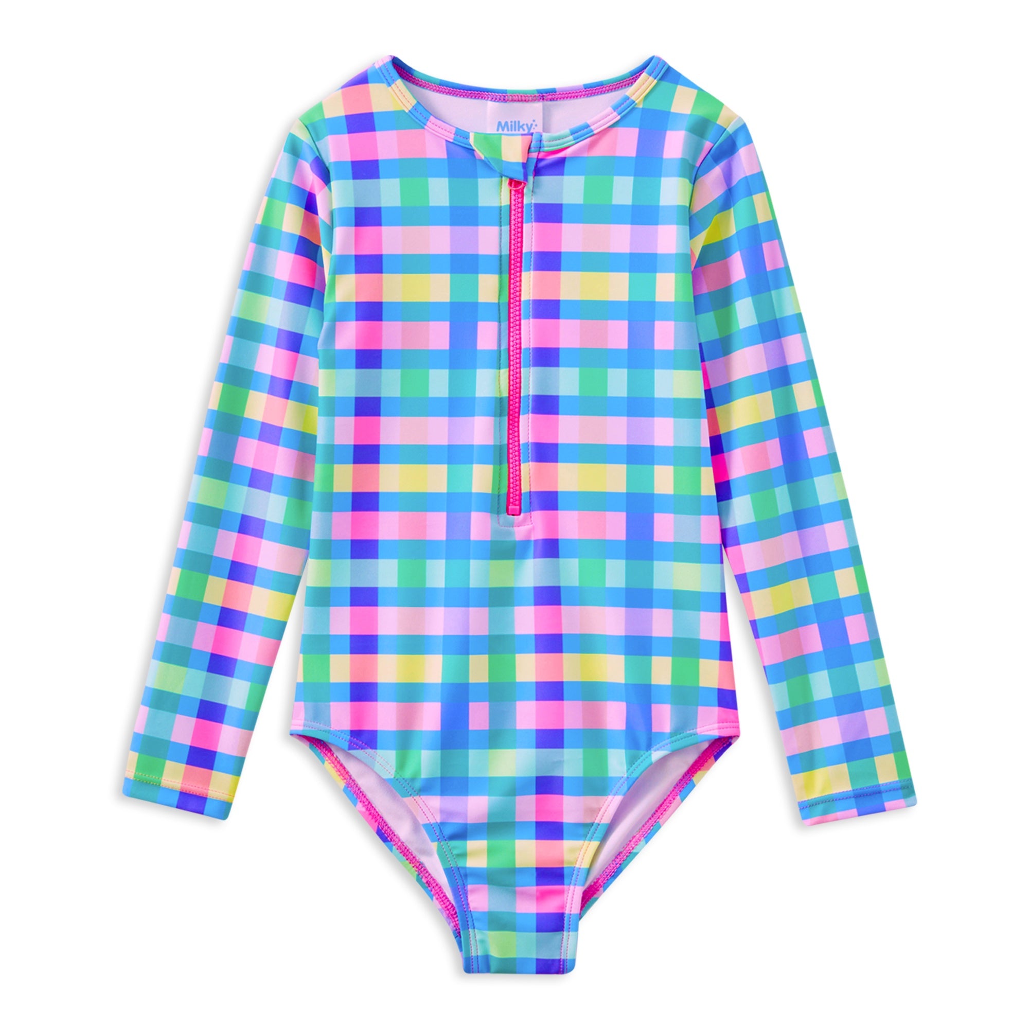 Milky Picnic Check Long Sleeve Swimsuit