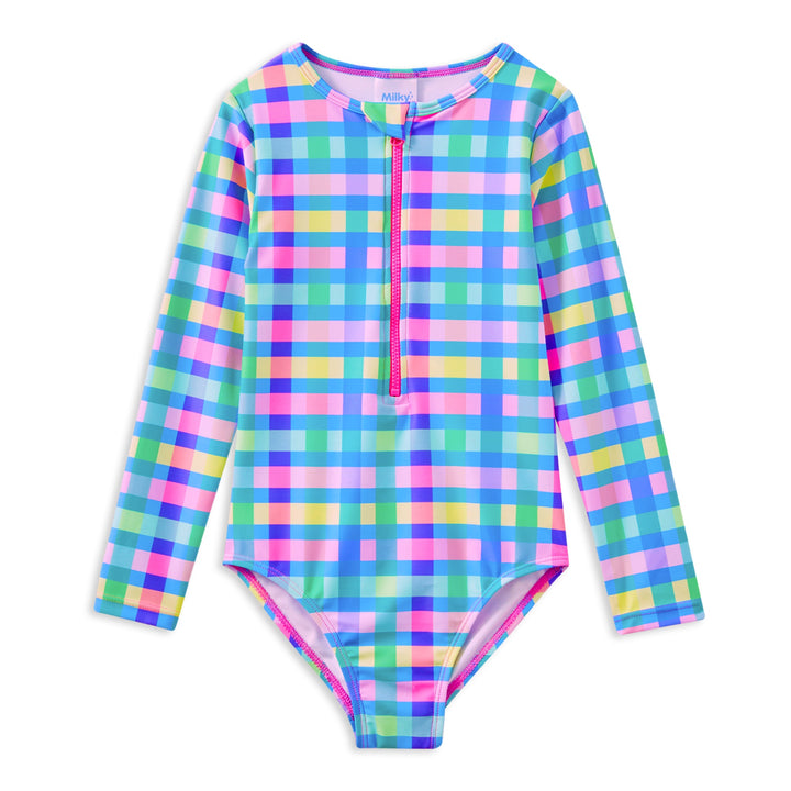Milky Picnic Check Long Sleeve Swimsuit