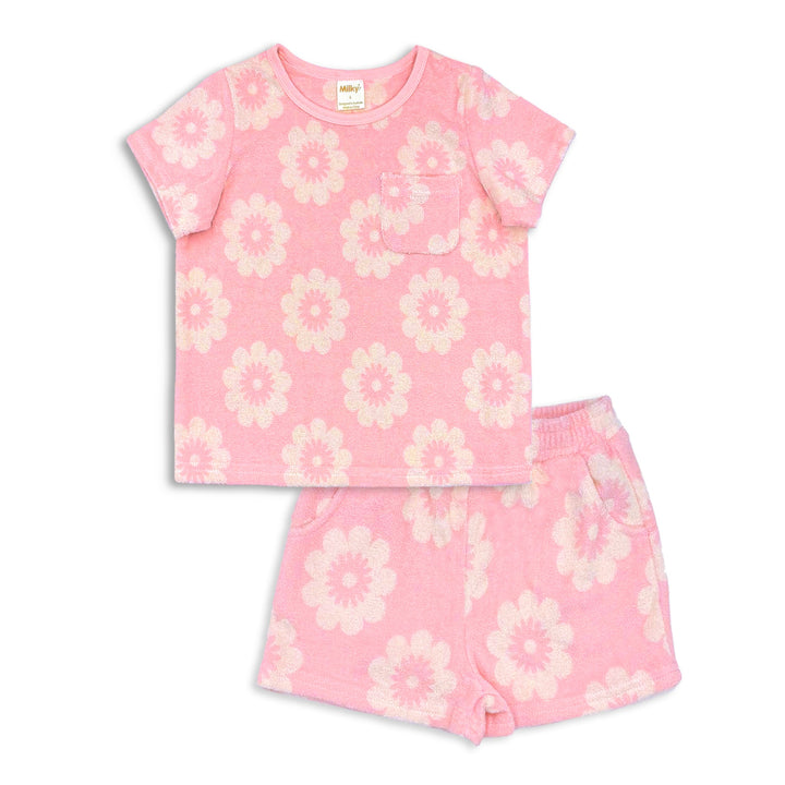 Milky Floral Terry Towelling Set